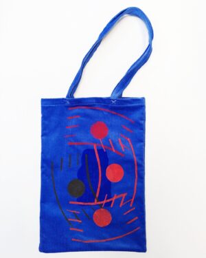 Tasche, Bärchenwurst jongliert mit vier farbigen Bällen